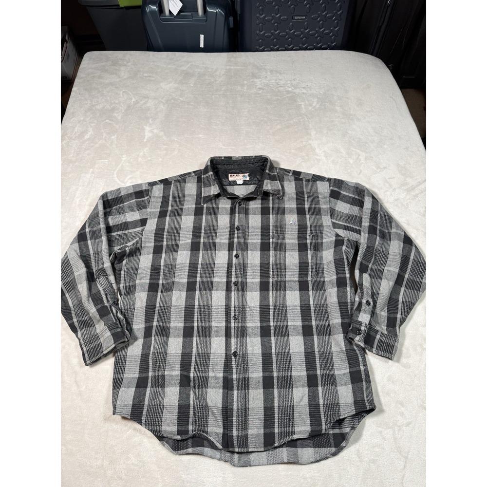 Vintage 90s Imus Flannel Shirt Size XL Black Gray Santa Fe Western